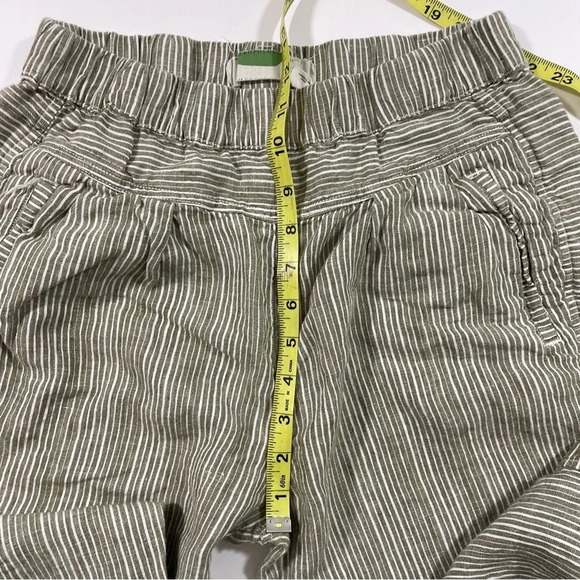 Anthropologie Olive Stripe Linen Pants Size XS Tapered Leg - Picture 6 of 9